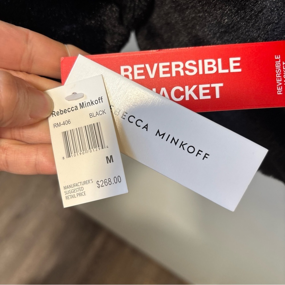 NWT Rebecca Minkoff Black Reversible Faux Fur Hooded Puffer Jacket Size M Medium - Picture 7 of 12